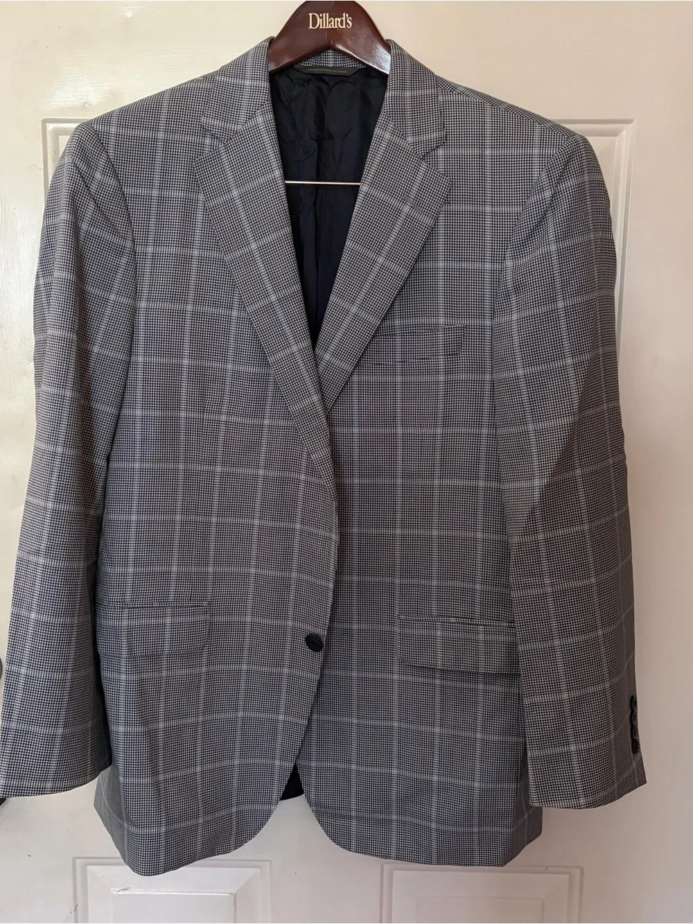JP Tilford Samuelsohn Harry Rosen Grey Plaid Houndstooth Blazer Sport coat 42R